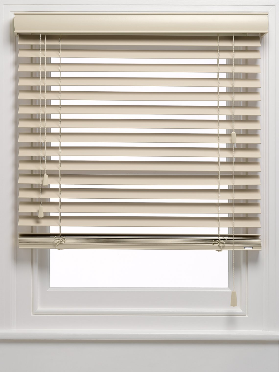 AJ555 50 mm Krem Ahşap Jaluzi Perde İp Merdivenli AJ555 - Görsel 1