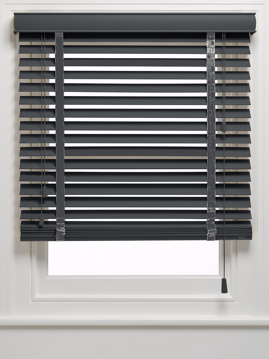 AJ575K 50 mm Anthratic Ahşap Jaluzi Perde Kurdele Merdivenli AJ575K - Görsel 1