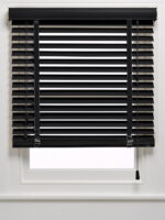 50 mm Gece Yarısı Siyahı TruWood Ahşap Jaluzi Perde Kurdele Merdivenli TRU130K