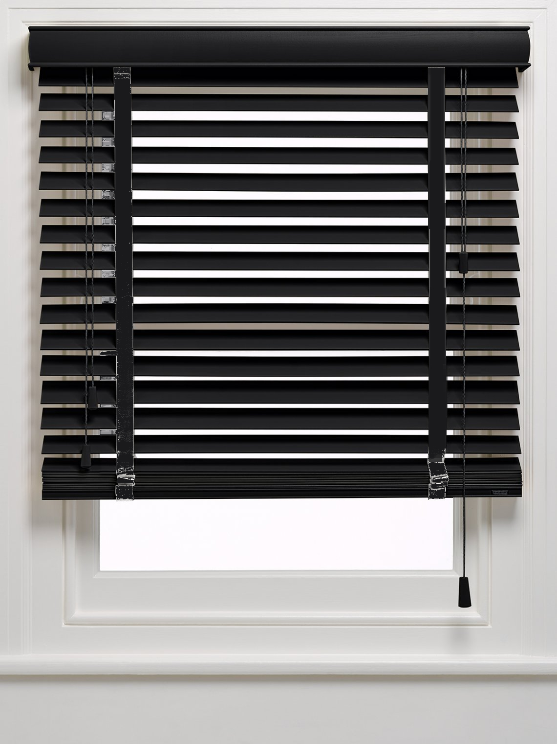 TRU130K 50 mm Gece Yarısı Siyahı TruWood Ahşap Jaluzi Perde Kurdele Merdivenli TRU130K - Görsel 1