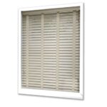 50 mm Buz Beyazı Ahşap Perde Kurdele Merdivenli - Görsel 2