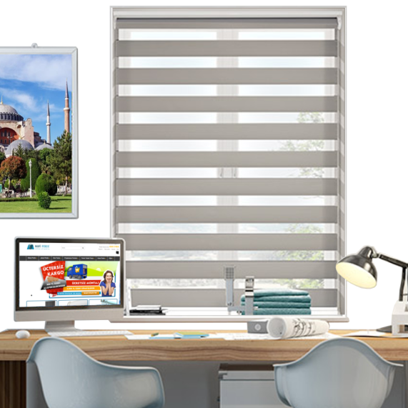 zebra_perde_za50_a_k Açık Gri Desenli ZA Serisi Zebra Stor Perde - Görsel 1