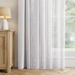 Çiçekli Beyaz Renkli Düz Tül Perde TÜL019