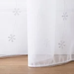 Çiçekli Beyaz Renkli Düz Tül Perde TÜL019 - Görsel 2