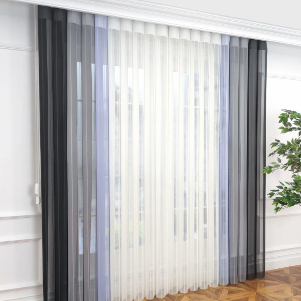 Antrasit, Açık Gri ve Ekru Renkli Çizgili Dikey Tül Perde DT_43_12_02 - Görsel 12