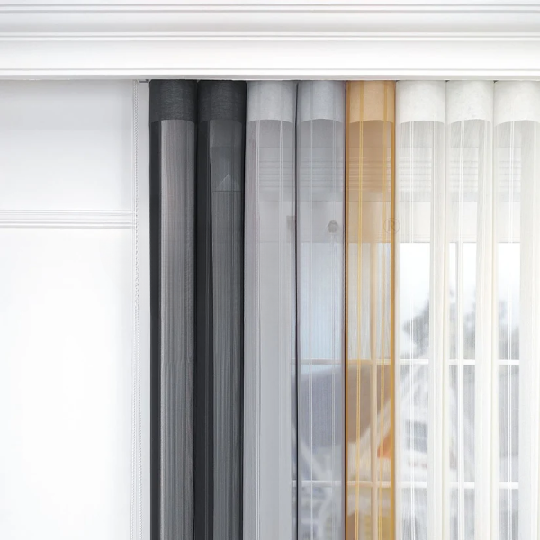 Antrasit, Gümüş Gri ve Hardal Sarısı Renkli Çizgili Dikey Tül Perde DT_43_41_16_02 - Görsel 6