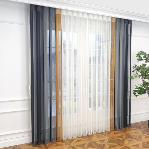 Arduvaz Gri, Gri ve Hardal Sarısı Renkli Çizgili Dikey Tül Perde DT_14_13_16_02 - Görsel 12