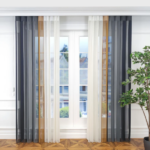 Arduvaz Gri, Gri ve Hardal Sarısı Renkli Çizgili Dikey Tül Perde DT_14_13_16_02 - Görsel 3