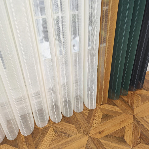 Arduvaz Gri, Kına Yeşili ve Hardal Sarısı Renkli Çizgili Dikey Tül Perde DT_14_27_16_02 - Görsel 11