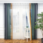 Arduvaz Gri, Kına Yeşili ve Hardal Sarısı Renkli Çizgili Dikey Tül Perde DT_14_27_16_02 - Görsel 4