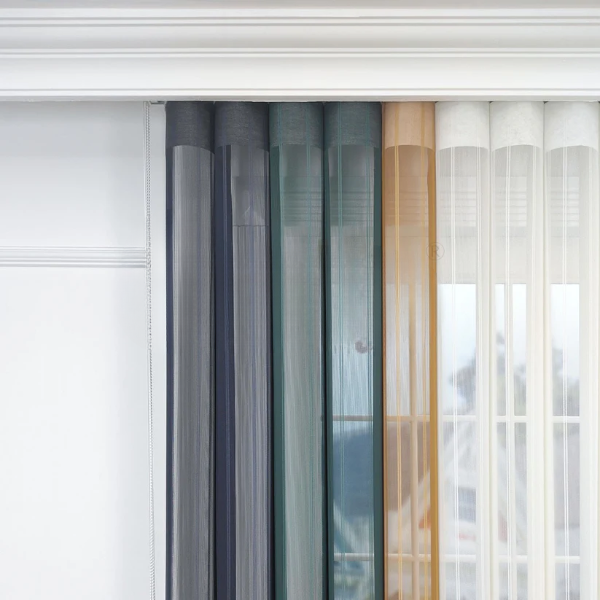 Arduvaz Gri, Kına Yeşili ve Hardal Sarısı Renkli Çizgili Dikey Tül Perde DT_14_27_16_02 - Görsel 6