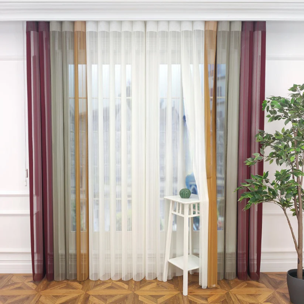 Bordo, Bej ve Hardal Sarısı Renkli Çizgili Dikey Tül Perde DT_35_09_16_02 - Görsel 4