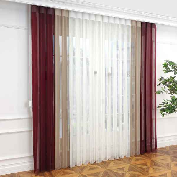 Bordo ve Somon Renk Bloklu Çizgili Dikey Tül Perde Ürün Kodu: DT_35_40_02 - Görsel 11