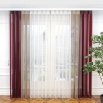 Bordo ve Somon Renk Bloklu Çizgili Dikey Tül Perde Ürün Kodu: DT_35_40_02