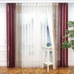 Bordo ve Somon Renk Bloklu Çizgili Dikey Tül Perde Ürün Kodu: DT_35_40_02 - Görsel 4