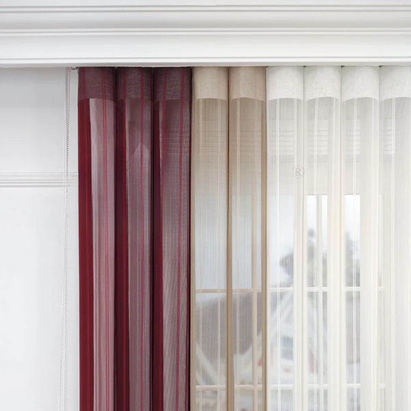 Bordo ve Somon Renk Bloklu Çizgili Dikey Tül Perde Ürün Kodu: DT_35_40_02 - Görsel 6