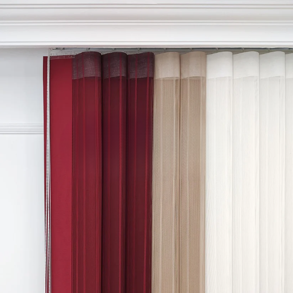 Bordo ve Somon Renk Bloklu Çizgili Dikey Tül Perde Ürün Kodu: DT_35_40_02 - Görsel 7