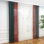 Çimen Yeşili, Oranj ve Ekru Renkli Çizgili Dikey Tül Perde DT_29_17_02 - Görsel 12