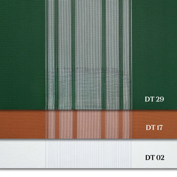 Çimen Yeşili, Oranj ve Ekru Renkli Çizgili Dikey Tül Perde DT_29_17_02 - Görsel 13