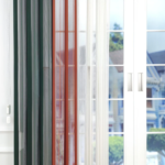 Çimen Yeşili, Oranj ve Ekru Renkli Çizgili Dikey Tül Perde DT_29_17_02 - Görsel 5