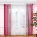 Fuşya, Pembe ve Pudra Pembesi Renkli Çizgili Dikey Tül Perde DT_20_19_18_02