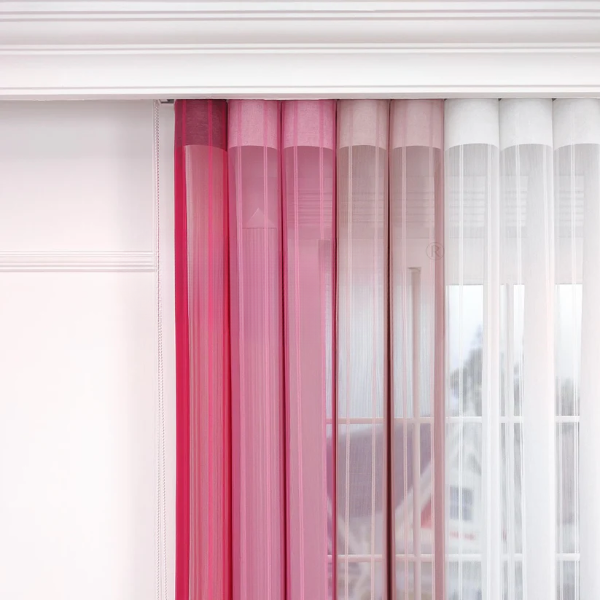 Fuşya, Pembe ve Pudra Pembesi Renkli Çizgili Dikey Tül Perde DT_20_19_18_02 - Görsel 6