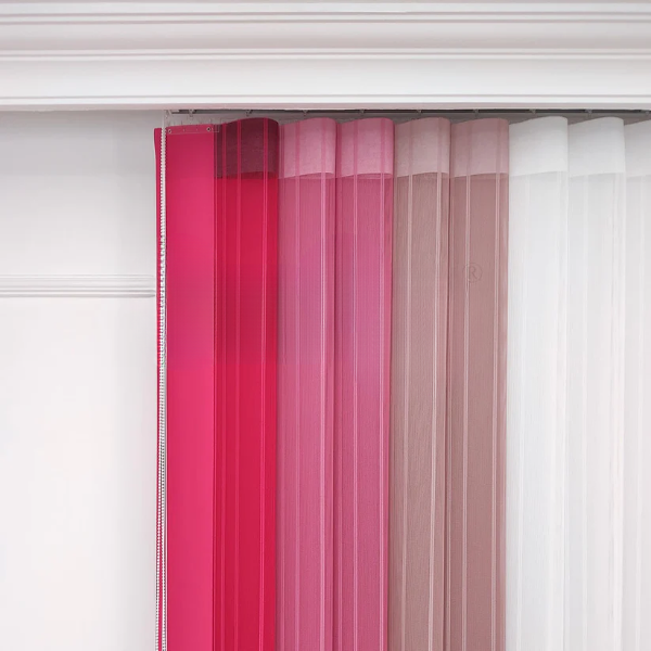 Fuşya, Pembe ve Pudra Pembesi Renkli Çizgili Dikey Tül Perde DT_20_19_18_02 - Görsel 8