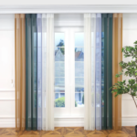 Hardal Sarısı, Kına Yeşili ve Bebe Mavisi Renkli Çizgili Dikey Tül Perde DT_16_27_30_02 - Görsel 3