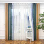 Hardal Sarısı, Kına Yeşili ve Bebe Mavisi Renkli Çizgili Dikey Tül Perde DT_16_27_30_02 - Görsel 4