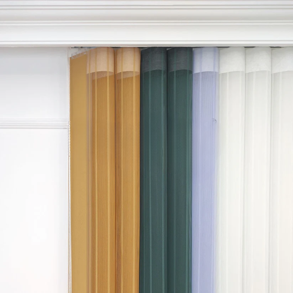 Hardal Sarısı, Kına Yeşili ve Bebe Mavisi Renkli Çizgili Dikey Tül Perde DT_16_27_30_02 - Görsel 7