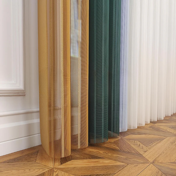 Hardal Sarısı, Kına Yeşili ve Bebe Mavisi Renkli Çizgili Dikey Tül Perde DT_16_27_30_02 - Görsel 9