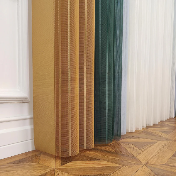 Hardal Sarısı, Kına Yeşili ve Bebe Mavisi Renkli Çizgili Dikey Tül Perde DT_16_27_30_02 - Görsel 10