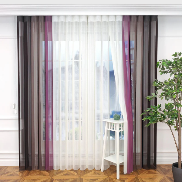 Kahverengi, Kakao Kahvesi ve Gül Kurusu Renkli Çizgili Dikey Tül Perde DT_04_10_21_02 - Görsel 4