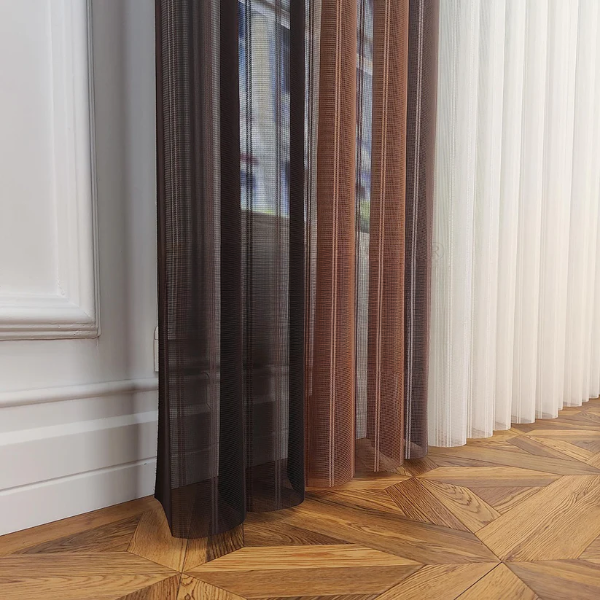 Kahverengi, Tarçın ve Kakao Kahvesi Renkli Çizgili Dikey Tül Perde DT_04_11_10_02 - Görsel 9