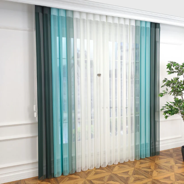 Kına Yeşili, Mint Yeşili ve Mentol Yeşili Renk Bloklu Çizgili Dikey Tül Perde Ürün Kodu: DT_27_26_25_02 - Görsel 12