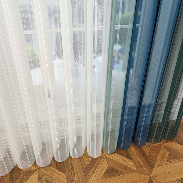 Kına Yeşili, Turkuaz ve Mentol Yeşili Renkli Çizgili Dikey Tül Perde DT_27_32_25_02 - Görsel 11