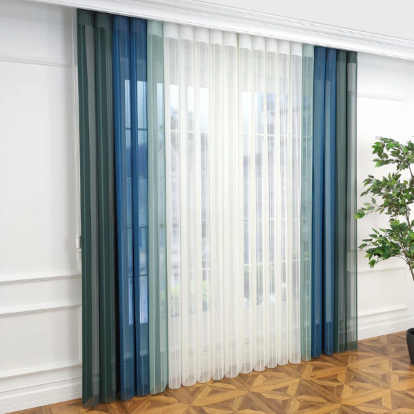 Kına Yeşili, Turkuaz ve Mentol Yeşili Renkli Çizgili Dikey Tül Perde DT_27_32_25_02 - Görsel 12