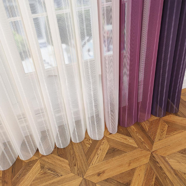 Mor, Gül Kurusu ve Yavru Ağzı Renkli Çizgili Dikey Tül Perde DT_23_21_05_02 - Görsel 11