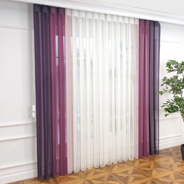 Mor, Gül Kurusu ve Yavru Ağzı Renkli Çizgili Dikey Tül Perde DT_23_21_05_02 - Görsel 12