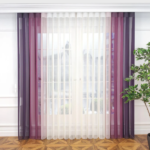 Mor, Gül Kurusu ve Yavru Ağzı Renkli Çizgili Dikey Tül Perde DT_23_21_05_02