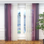 Mor, Gül Kurusu ve Yavru Ağzı Renkli Çizgili Dikey Tül Perde DT_23_21_05_02 - Görsel 3