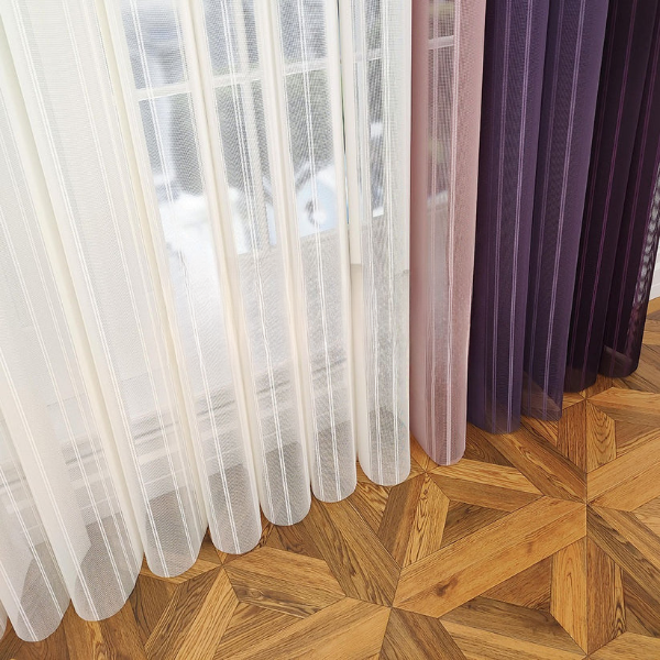 Mürdüm, Mor ve Pudra Pembesi Renkli Çizgili Dikey Tül Perde DT_22_23_18_02 - Görsel 11
