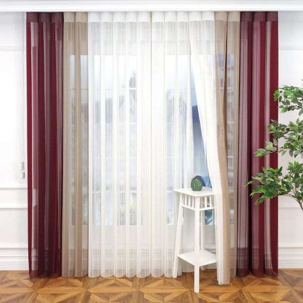 Mürdüm, Mor ve Pudra Pembesi Renkli Çizgili Dikey Tül Perde DT_22_23_18_02 - Görsel 4