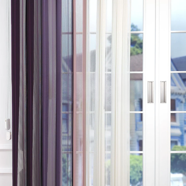 Mürdüm, Mor ve Pudra Pembesi Renkli Çizgili Dikey Tül Perde DT_22_23_18_02 - Görsel 5