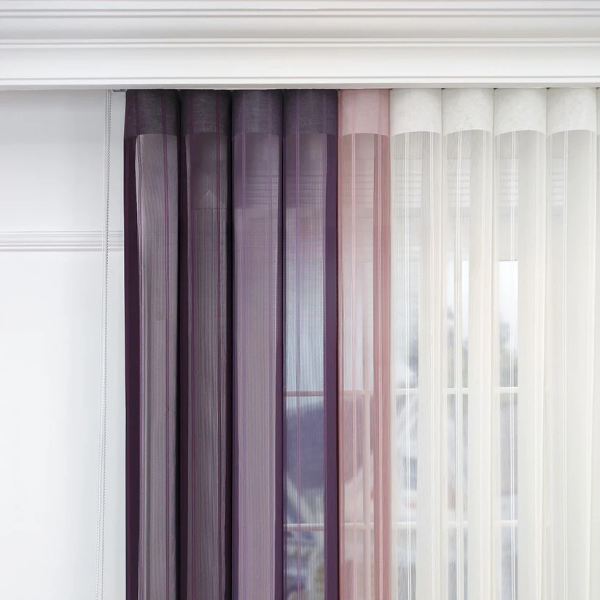 Mürdüm, Mor ve Pudra Pembesi Renkli Çizgili Dikey Tül Perde DT_22_23_18_02 - Görsel 6