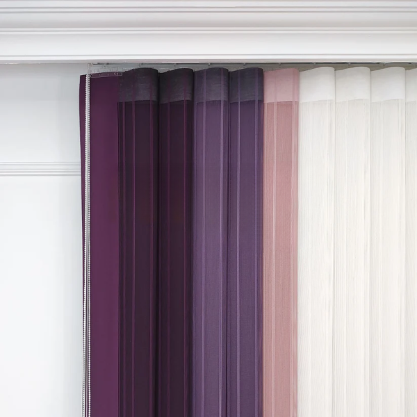 Mürdüm, Mor ve Pudra Pembesi Renkli Çizgili Dikey Tül Perde DT_22_23_18_02 - Görsel 8
