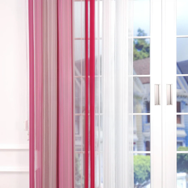 Pembe, Pudra Pembesi ve Fuşya Renklli Çizgili Dikey Tül Perde DT_19_18_20_02 - Görsel 5