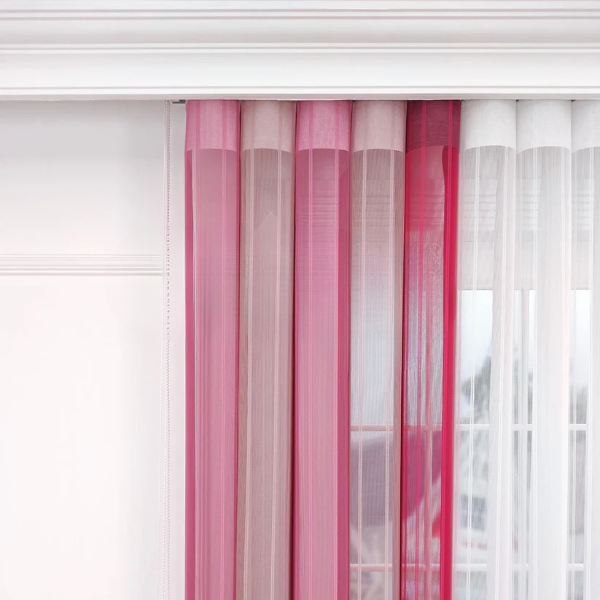 Pembe, Pudra Pembesi ve Fuşya Renklli Çizgili Dikey Tül Perde DT_19_18_20_02 - Görsel 6