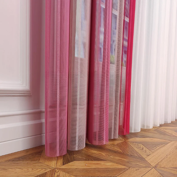 Pembe, Pudra Pembesi ve Fuşya Renklli Çizgili Dikey Tül Perde DT_19_18_20_02 - Görsel 9