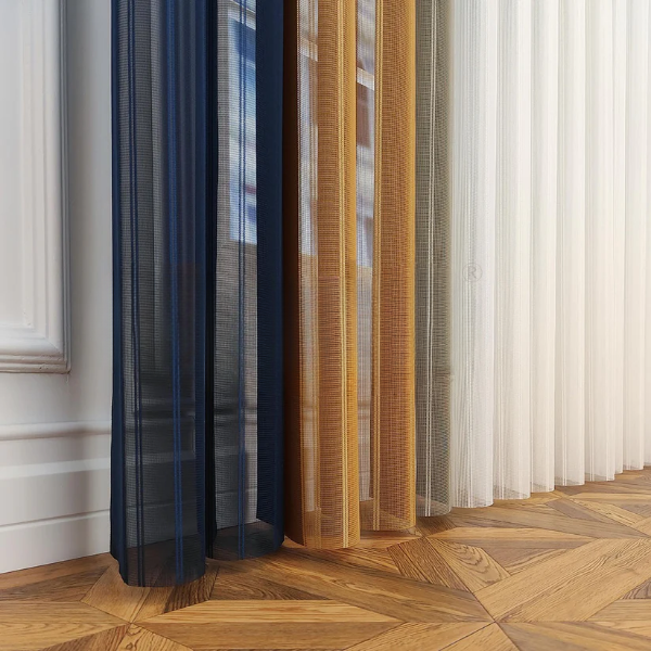 Petrol Mavisi, Hardal Sarısı ve Bej Renkli Çizgili Dikey Tül Perde DT_33_16_09_02 - Görsel 9